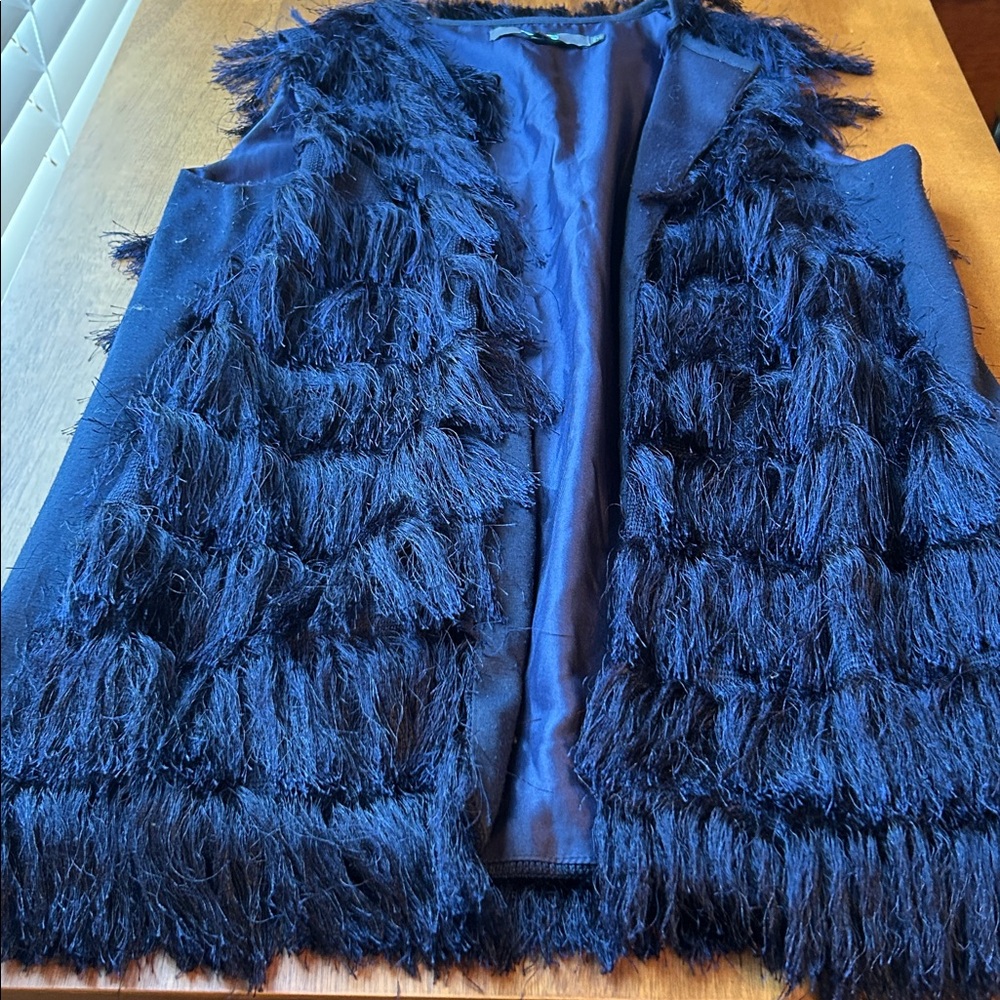 Eva Franco Dark Blue Faux Fur Vest Jacket